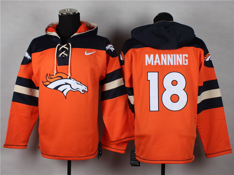 NFL Nike Denver Broncos #18 Manning Orange Hoodie