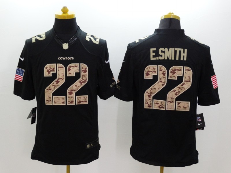 Nike Dallas Cowboys #22 E.Smith Black Salute TO Service Youth Jersey