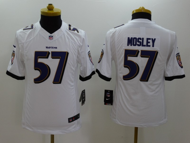 Nike Baltimore Ravens #57 Mosley White Youth Jerseys