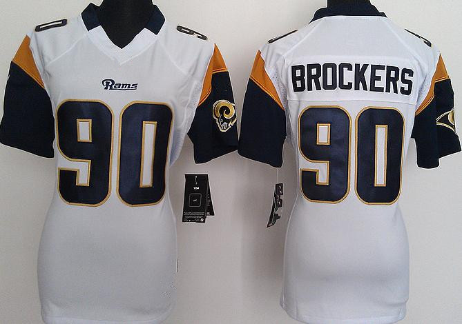 Nike St.Louis Rams #90 BROCKERS Womens White Jersey