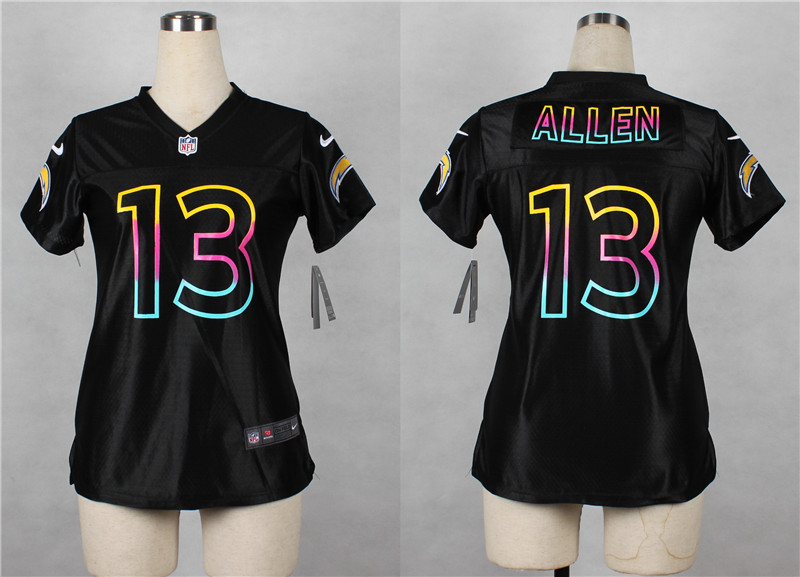 Nike San Diego Chargers #13 Allen Black Fashion Women Jersey