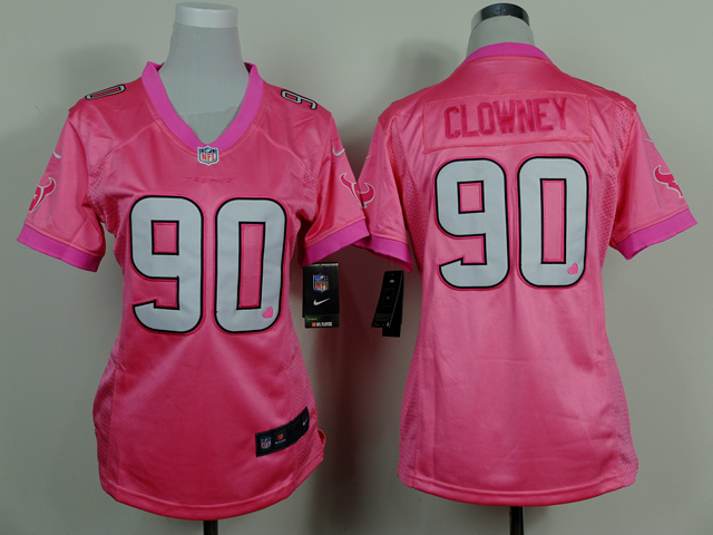 Nike NFL Houstan Texans #90 Clowney Pink Heart Women Jersey