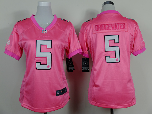 Nike NFL Minnesota Vikings #5 Bridgewaier Pink Heart Women Jersey