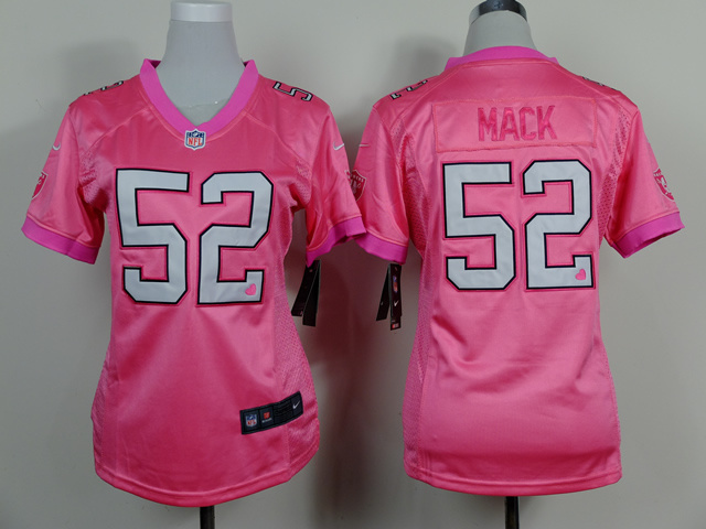 Nike NFL Oakland Raiders #52 Mack Pink Heart Women Jersey