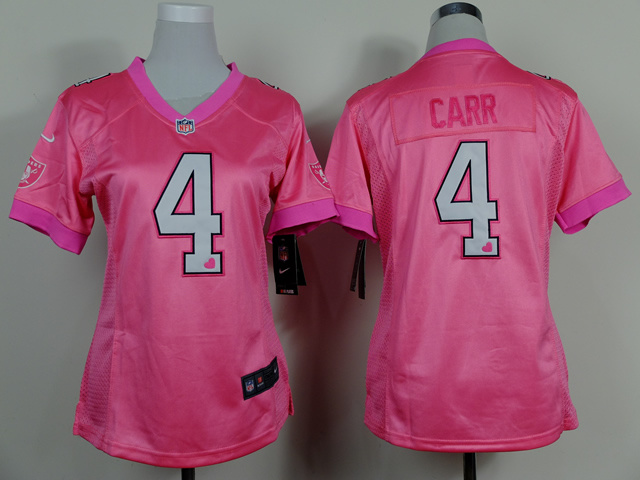 Nike NFL Oakland Raiders #4 Carr Pink Heart Women Jersey