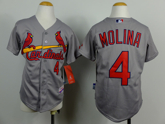 MLB St. Louis Cardinals #4 Molina Grey Youth Jersey