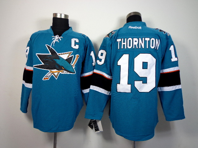 NHL San Jose Sharks #19 Thornton Blue Jersey
