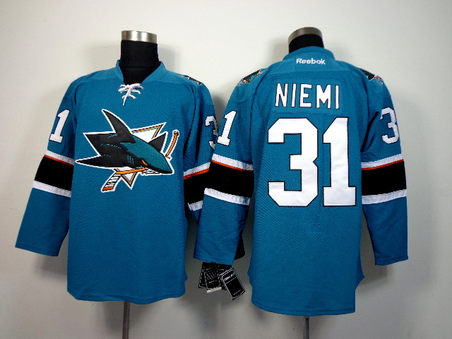 NHL San Jose Sharks #31 Niemi Blue Jersey