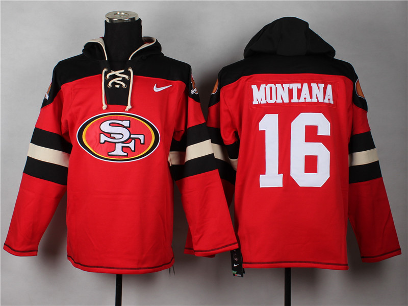 Nike NFL San Francisco 49ers #16 Montana Red Hoodie