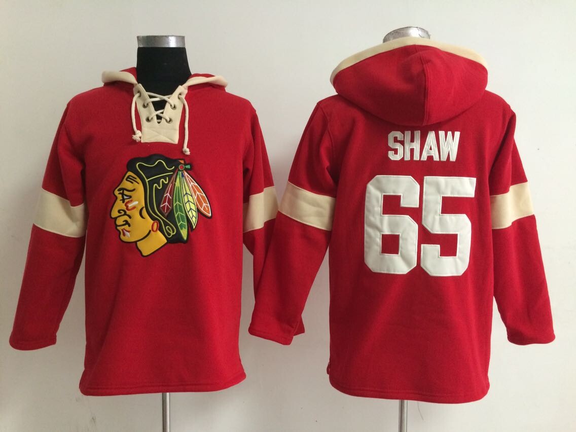 NHL Chicago Blackhawks #65 Shaw Red Hoodie