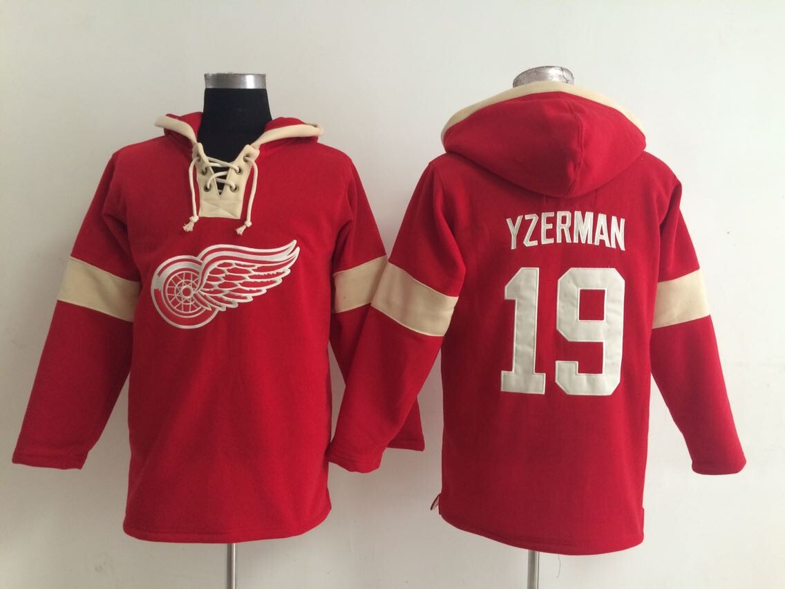 NHL Detroit Red Wings #19 Yzerman Red Hoodie