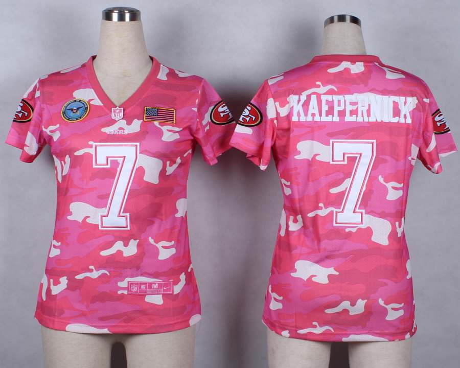 Nike San Francisco 49ers #7 Kaepernick Womens Salute to Service New Pink Camo Jersey