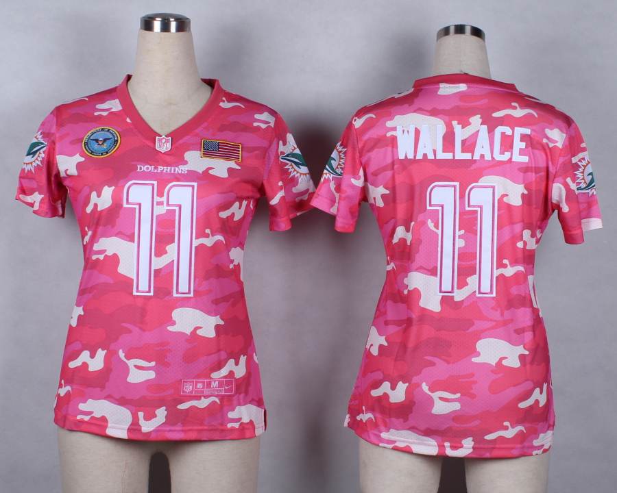 Nike Miami Dolphins #11 Wallace Womens Salute to Service New Pink Camo Jersey