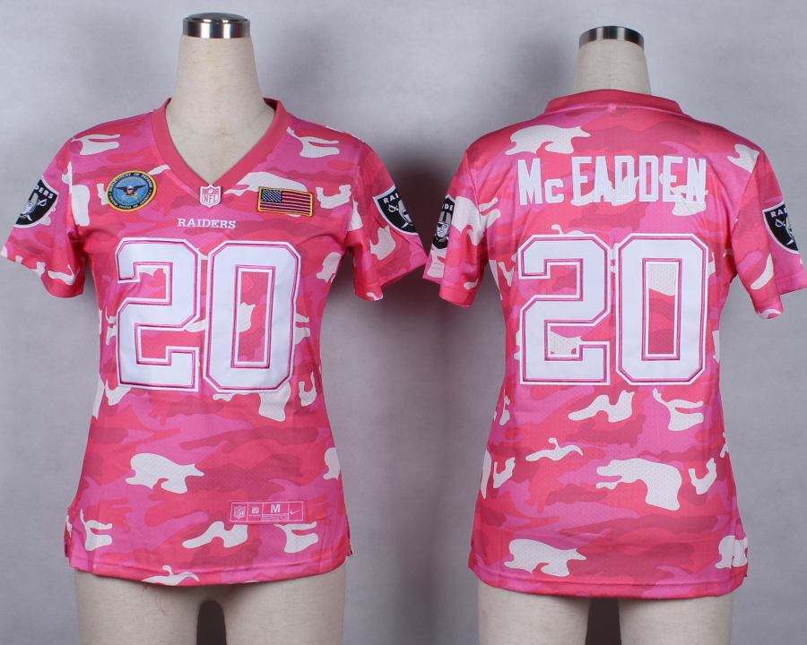 Nike Oakland Raiders #20 McFadden Womens Salute to Service New Pink Camo Jersey