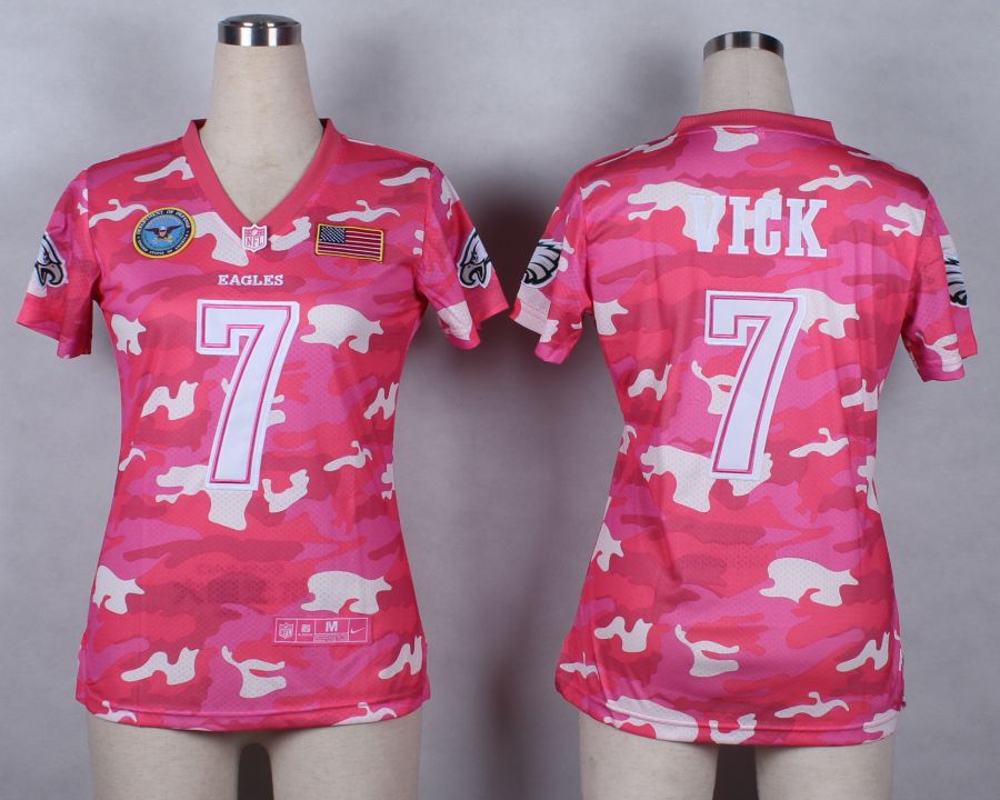 Nike Philadelphia Eagles #7 Vick Womens Salute to Service New Pink Camo Jersey