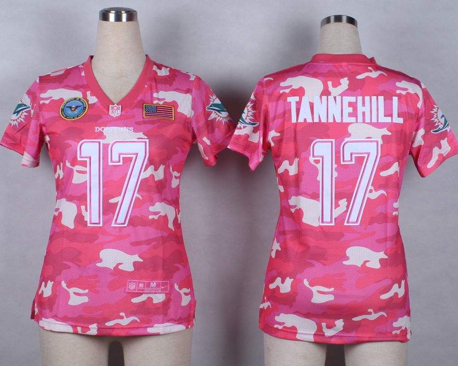 Nike Miami Dolphins #17 Tannehill Womens Salute to Service New Pink Camo Jersey