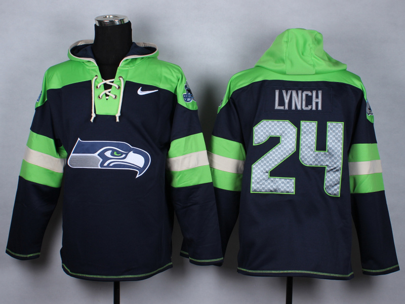 Nike NFL Seattle Seahawks #24 Lynch Blue Green Hoodie