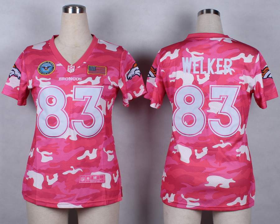 Nike Denver Broncos #83 Welker Womens Salute to Service New Pink Camo Jersey