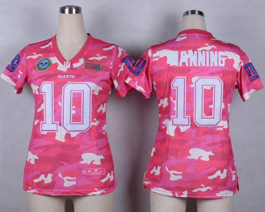 Nike New York Giants #10 Manning Womens Salute to Service New Pink Camo Jersey
