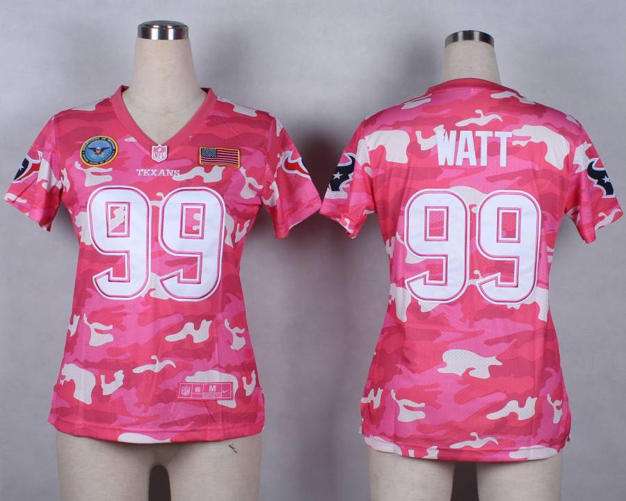 Nike Houston Texans #99 Watt Womens Salute to Service New Pink Camo Jersey