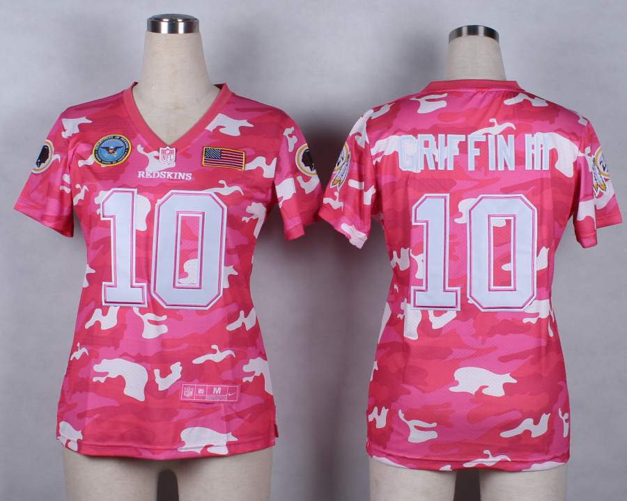 Nike Washington Redskins #10 Griffin III Womens Salute to Service New Pink Camo Jersey