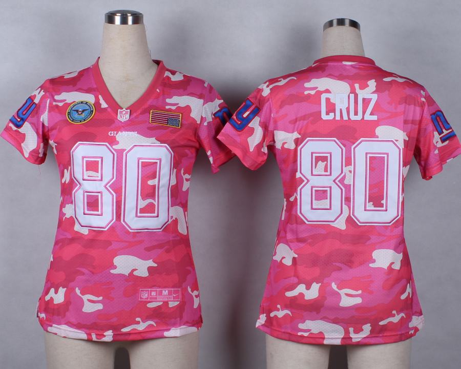 Nike New York Giants #80 Cruz Womens Salute to Service New Pink Camo Jersey