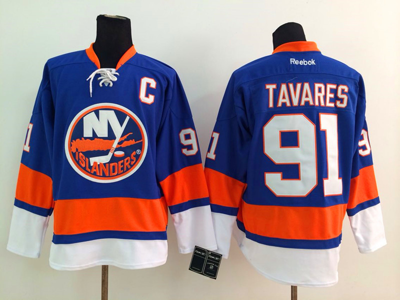 NHL New York Islanders #91 Tavares Blue Jersey