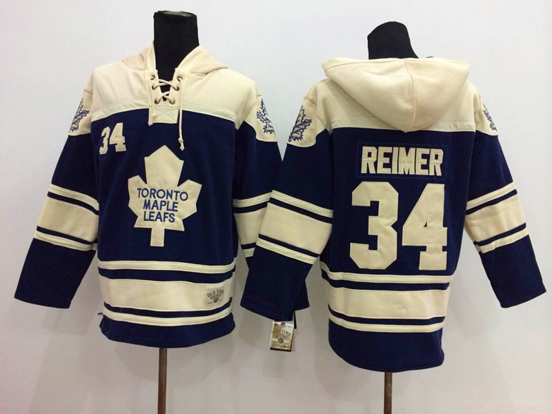NHL Toronto Maple Leafs #34 Reimer Blue Cream Hoodie