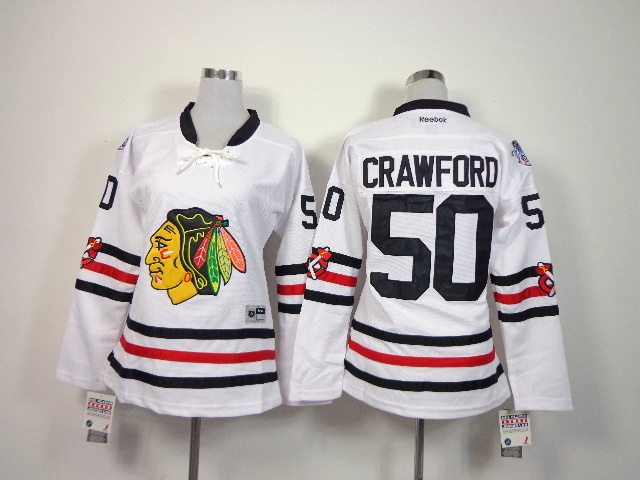 NHL Chicago Blackhawks #50 Crawford White Women Jersey