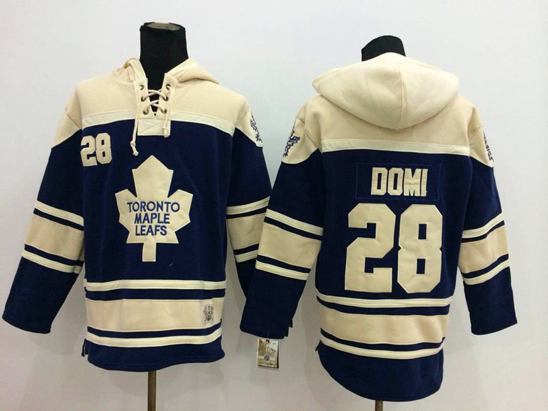 NHL Toronto Maple Leafs #28 Domi Blue Cream Hoodie