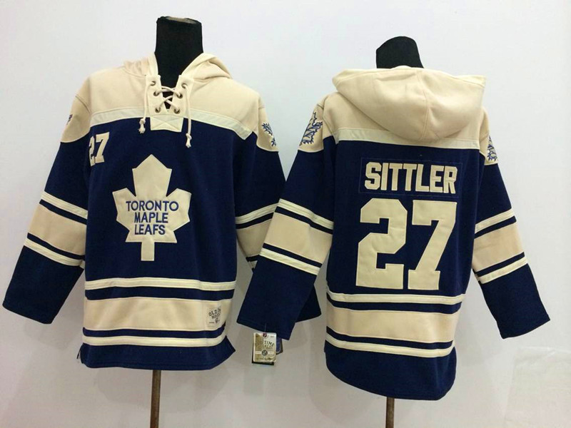 NHL Toronto Maple Leafs #27 Sittler Blue Cream Hoodie