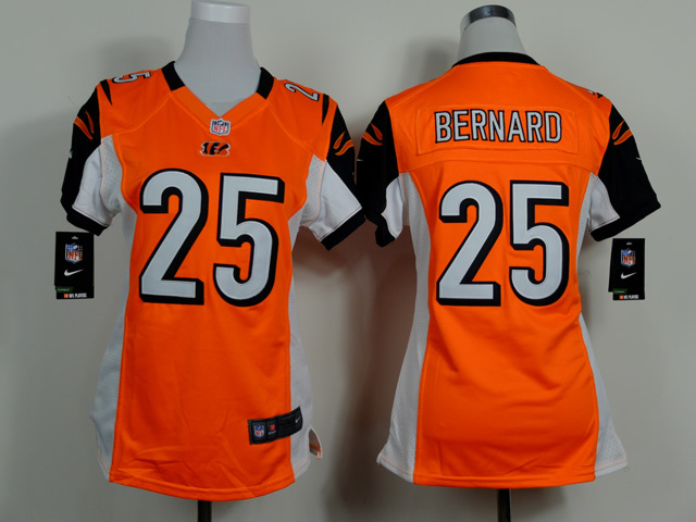 Nike NFL Cincinnate bengals #25 Bernard Orange Women Jersey