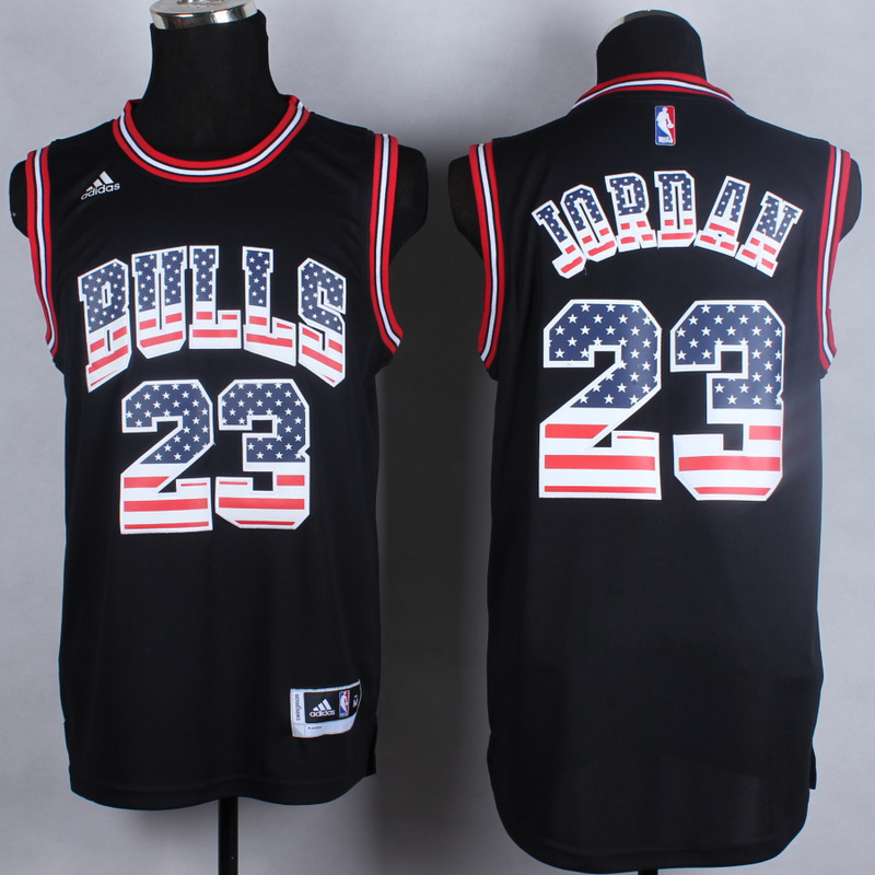 NBA Chicago Bulls #23 Jordan Black USA Flag Fashion Jersey