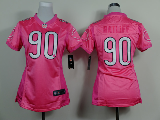 Nike Chicago Bears #90 Ratliff Pink Women Jersey