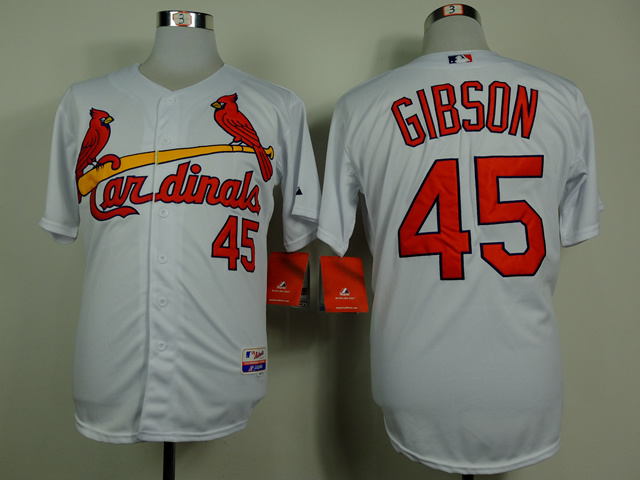 MLB St. Louis Cardinals #45 Bob Gibson White Jersey