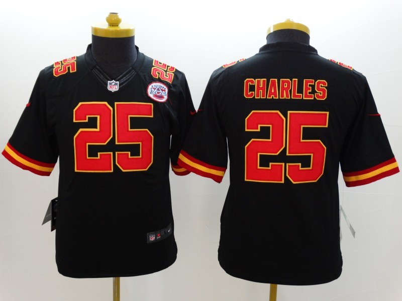 Nike Kansas City Chiefs 25 Charles Black Youth Jersey