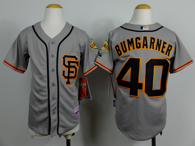 MLB San Francisco Giants #40 Madison Bumgarner Grey Youth Jersey