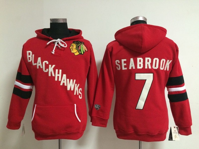 NHL Chicago Blackhawks #7 Seabrook Women Red Hoodie