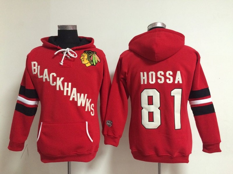 NHL Chicago Blackhawks #81 Hossa Women Red Hoodie