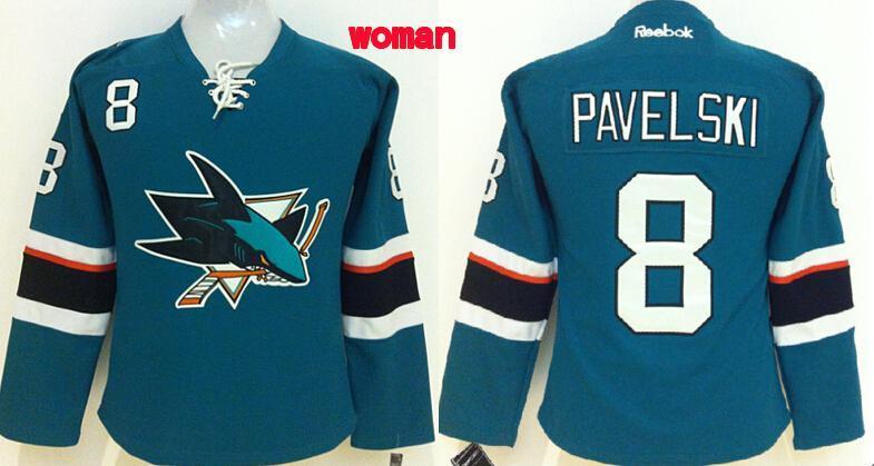 NHL San Jose Sharks #8 Pavelski Green Women Jersey
