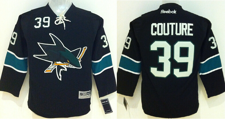 NHL San Jose Sharks #39 Couture Black Youth Jersey