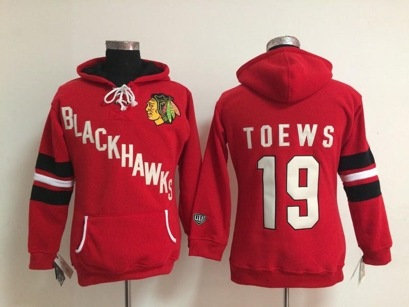 NHL Chicago Blackhawks #19 Toews Women Red Hoodie