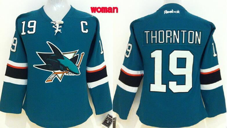 NHL San Jose Sharks #19 Thornton Green Women Jersey