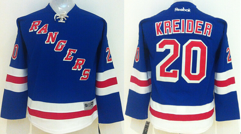 NHL New York Rangers #20 Kreider Blue Youth Jersey