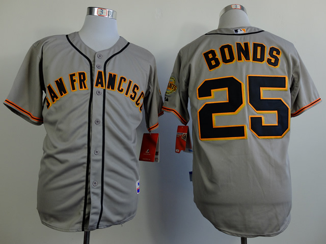 MLB San Francisco Giants #25 Barry Bonds Grey Jersey