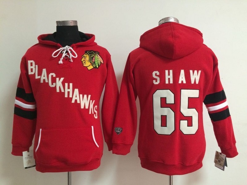 NHL Chicago Blackhawks #65 Shaw Women Red Hoodie