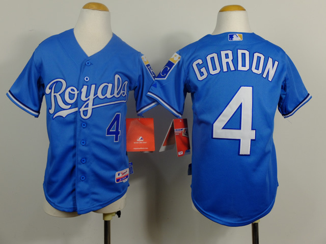 MLB Kansas City Royals #4 Gordon L.Blue Youth Jersey