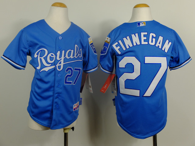 MLB Kansas City Royals #27 Finnegan L.Blue Youth Jersey