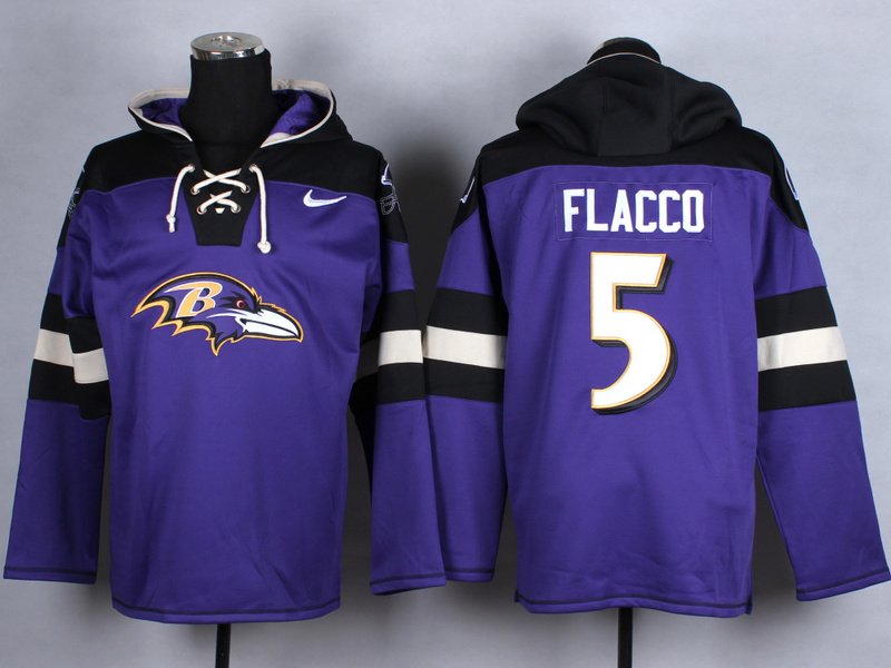 Nike Baltimore ravens #5 Flacco Purple Hoodie