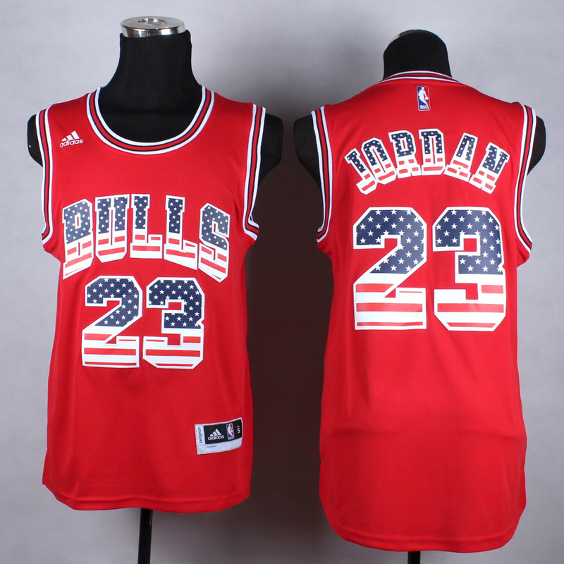 NBA Chicago Bulls #23 Jordan USA Flag Red Jersey